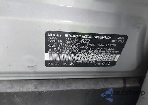 2023 Mitsubishi Outlander Se 2.5 S-Awc from USA, damaged, VIN JA4J4UA88PZ059270